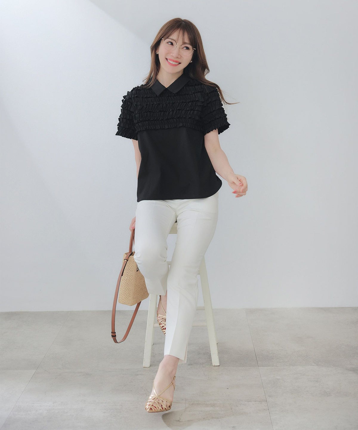 手洗い可ラウンドヘムスリット上品きれいめエレガントフォーマルオフィスカジュアルフェミニンジョイントスペース