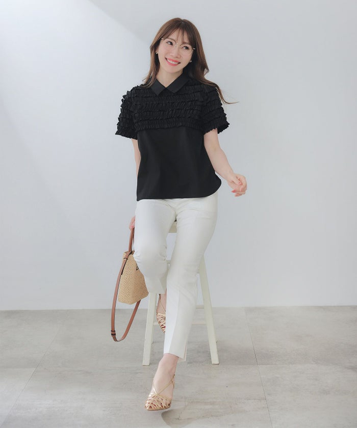 手洗い可ラウンドヘムスリット上品きれいめエレガントフォーマルオフィスカジュアルフェミニンジョイントスペース