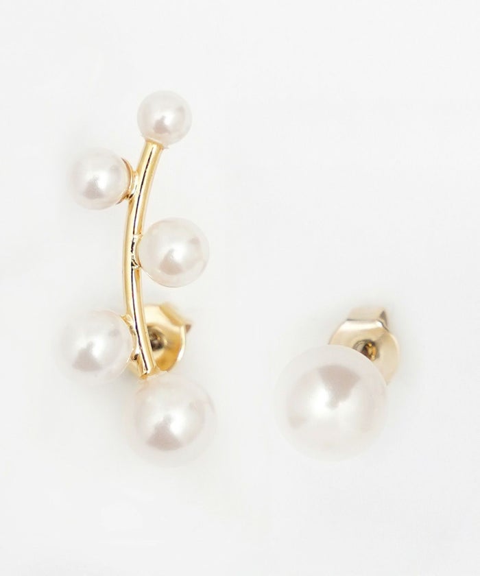パール アシンメトリー 2way ピアス Pearl Asymmetry 2way Pierce 真鍮 チタンポスト プラパール ワンポイント デザイン性 パール アシンメトリー 2way ピアス Pearl Asymmetry 2way Pierce （Liala）