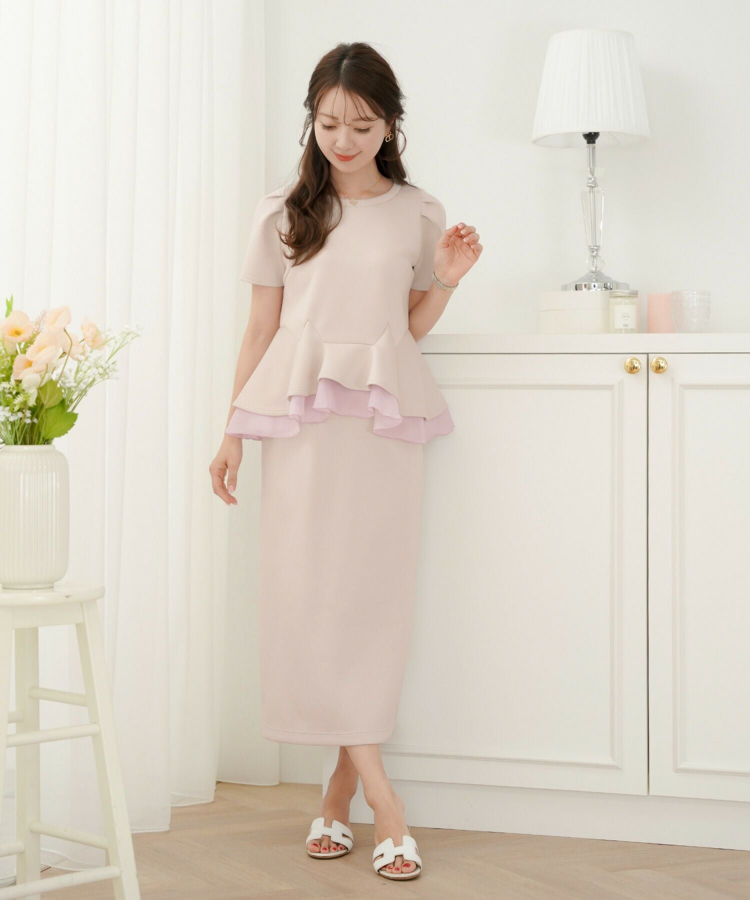 ダンボールニット 半袖 ペプラム カットソー le reve vaniller 全3色