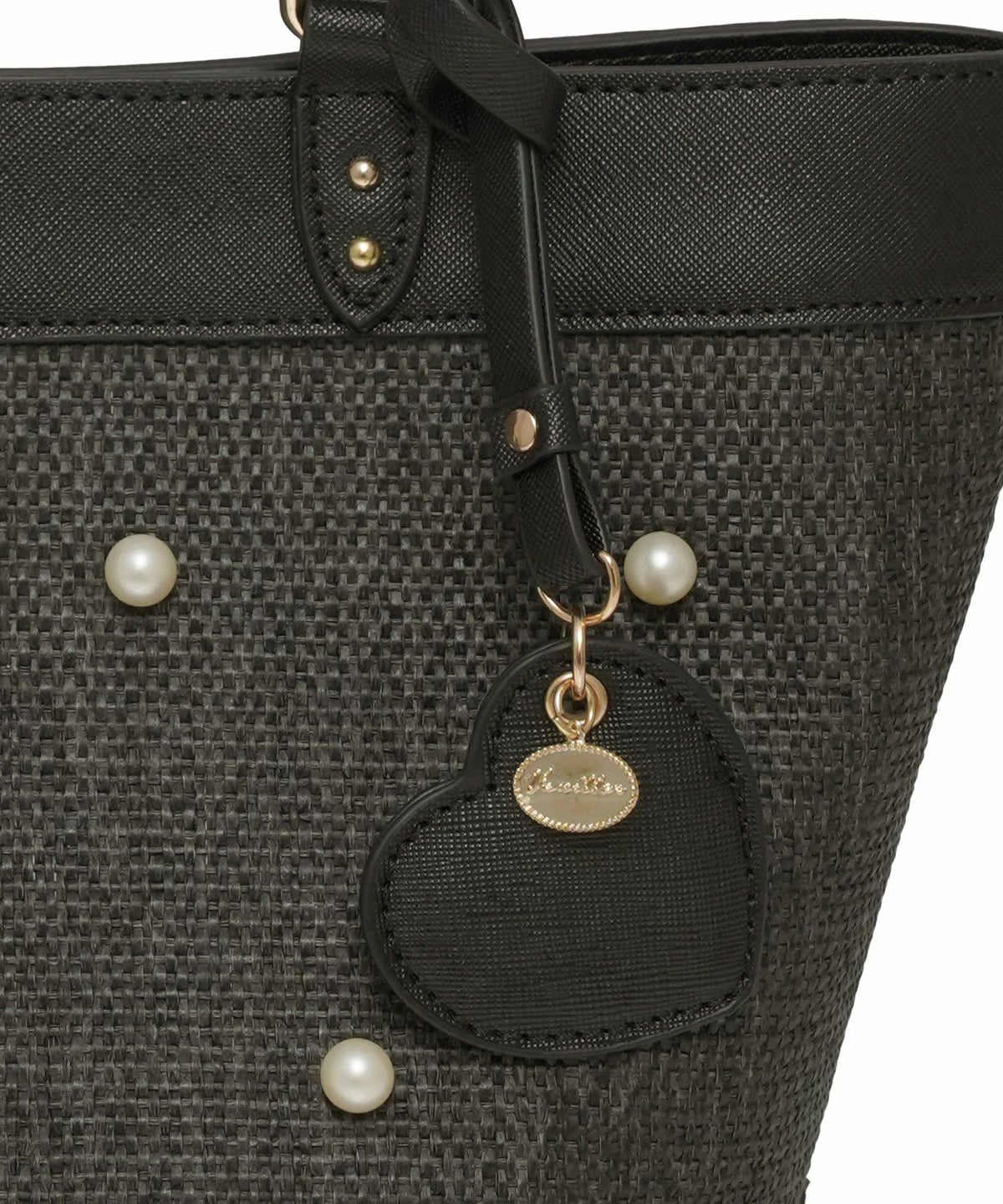 レディース/小物/バッグ/バケット/カゴ/パール/合皮/ポケット/ピンク/ブラック/夏/春/ナチュラル/エレガント/フェミニン/上品/可愛い/大人/ハート/チャーム/ストラップ