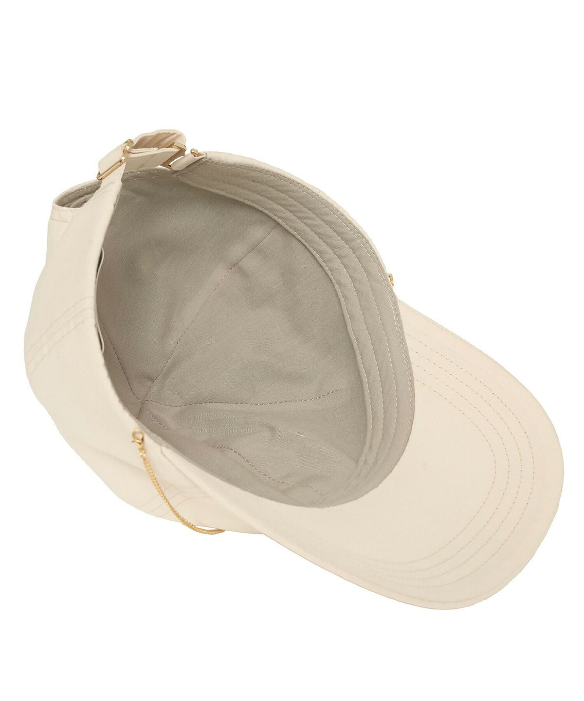 レディース/帽子/小物/キャップ/つば/調整/刺繍/リボン/ロゴ/チェーン/手洗い/洗濯/カジュアル/エレガント/フェミニン/上品/大人/アイボリー/ネイビー