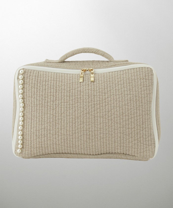 ポーチ パール トワルドジュイ ヌビ 韓国 トラベルポーチ ベージュ チャコール ピンクジュイ柄 グレージュイ柄 パールトリム