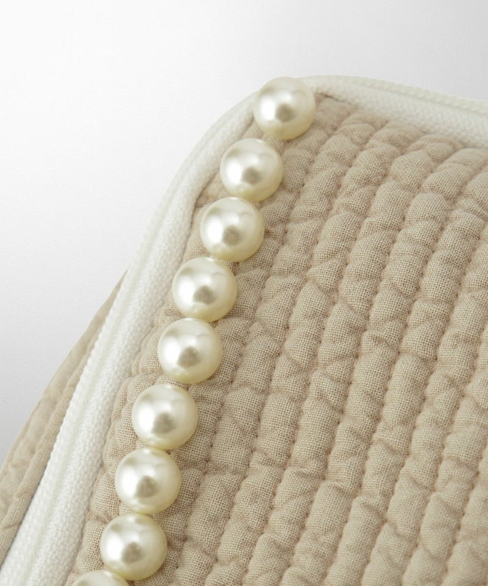 ポーチ パール トワルドジュイ ヌビ 韓国 トラベルポーチ ベージュ チャコール ピンクジュイ柄 グレージュイ柄 パールトリム