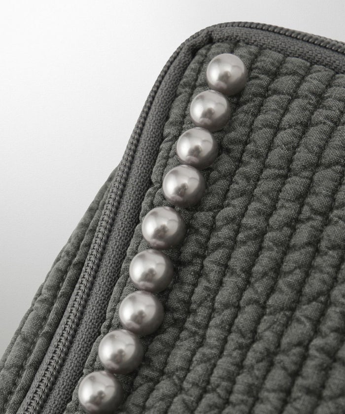 ポーチ パール トワルドジュイ ヌビ 韓国 トラベルポーチ ベージュ チャコール ピンクジュイ柄 グレージュイ柄 パールトリム