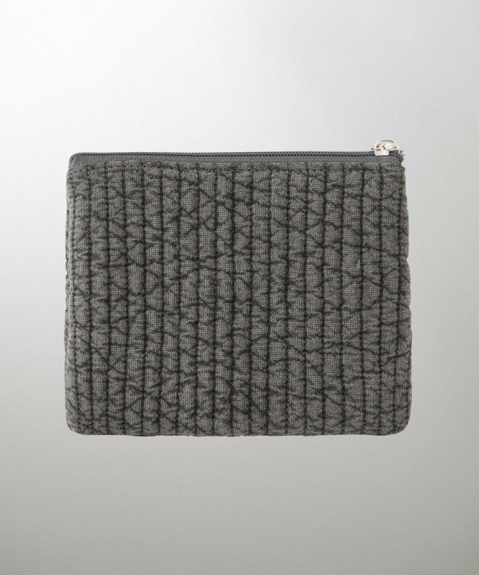 ポーチ パール ヌビ 韓国 アイボリー グレー チャコール ブラック パールトリム フラット ミニ