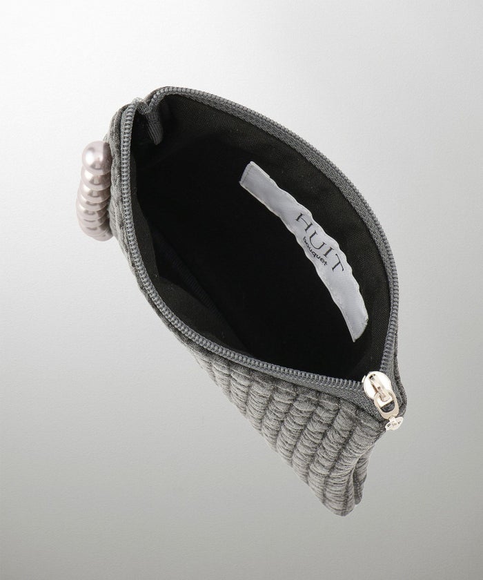 ポーチ パール ヌビ 韓国 アイボリー グレー チャコール ブラック パールトリム フラット ミニ