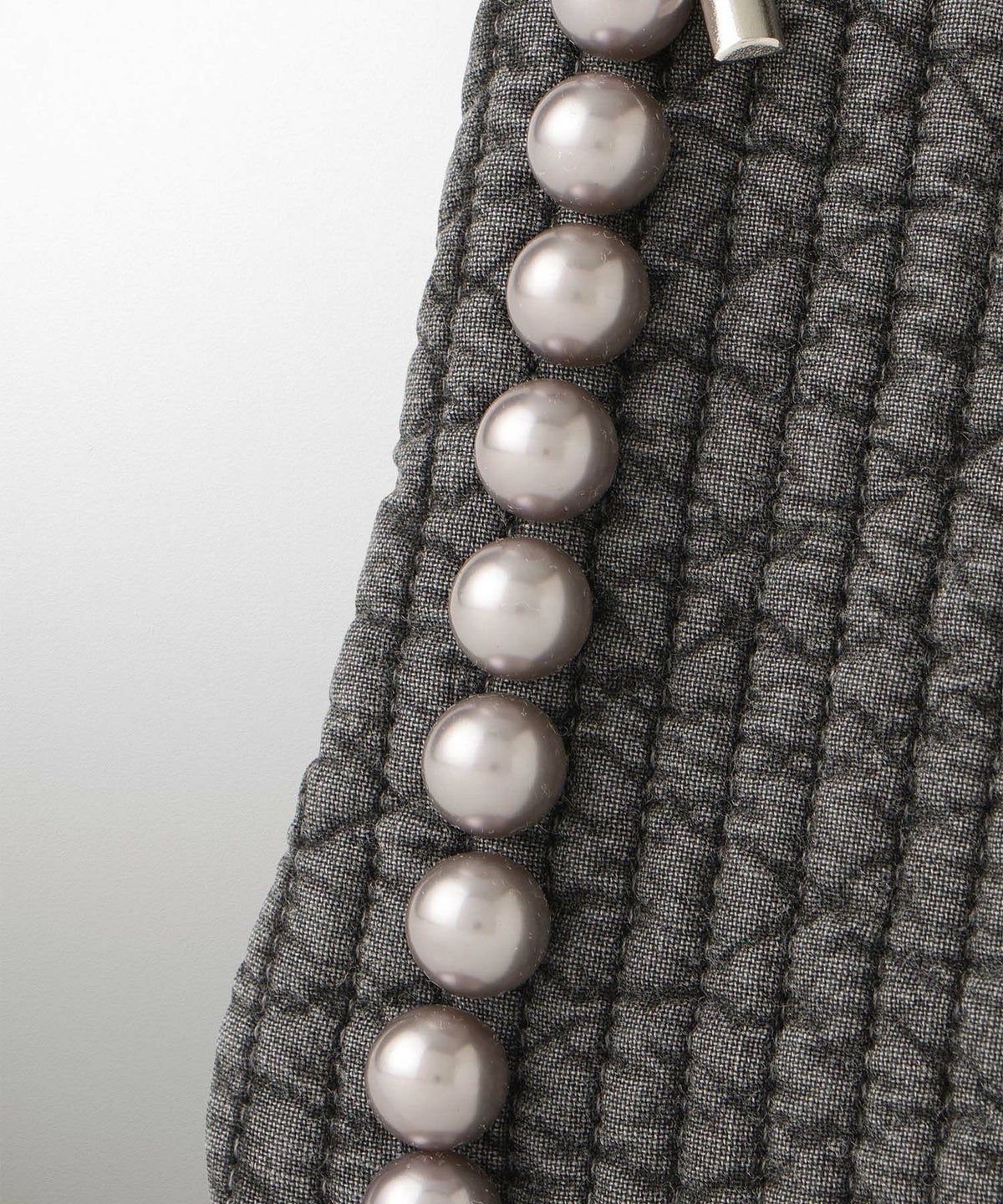 ポーチ パール ヌビ 韓国 アイボリー グレー チャコール ブラック パールトリム フラット ミニ