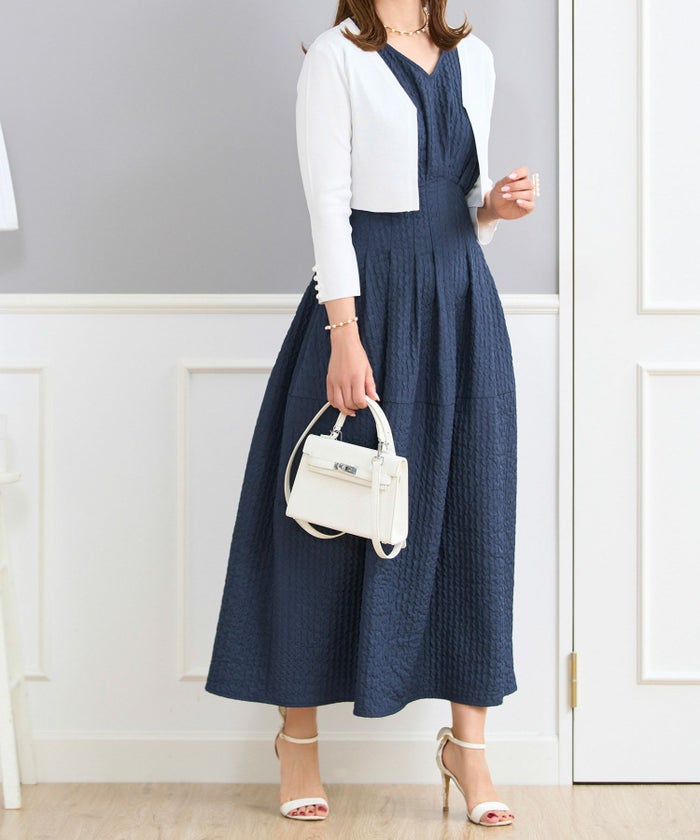 ワンピースレディース春夏秋ピンクロングマキシノースリーブ上品かわいいきれいめオフィスフィット&フレアジョイントスペース