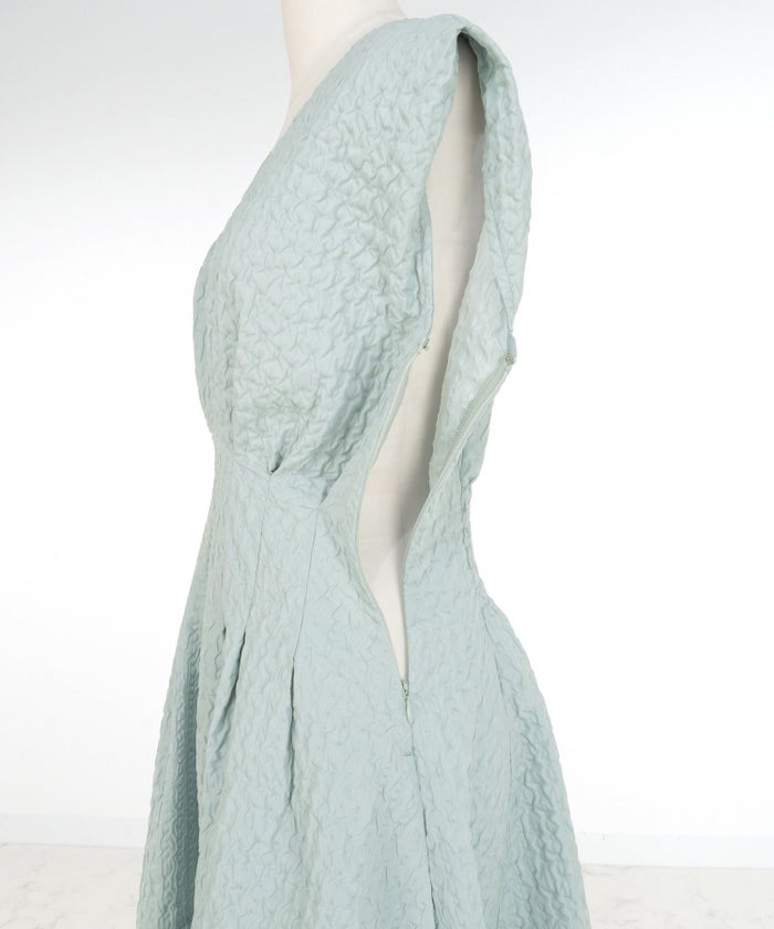 ワンピースレディース春夏秋ピンクロングマキシノースリーブ上品かわいいきれいめオフィスフィット&フレアジョイントスペース