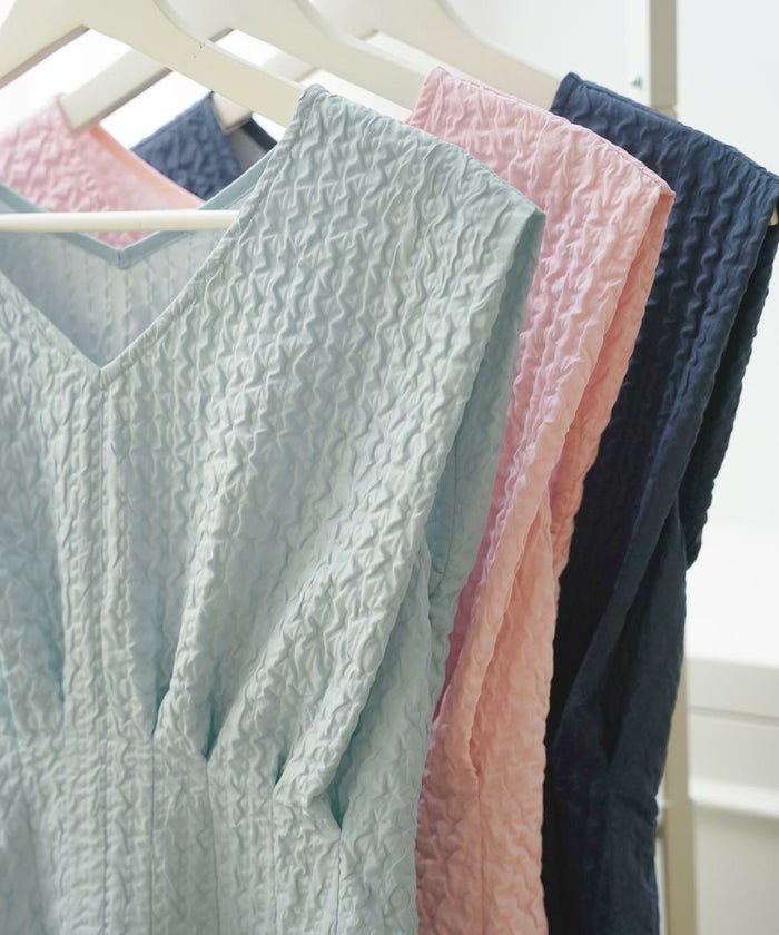 ワンピースレディース春夏秋ピンクロングマキシノースリーブ上品かわいいきれいめオフィスフィット&フレアジョイントスペース