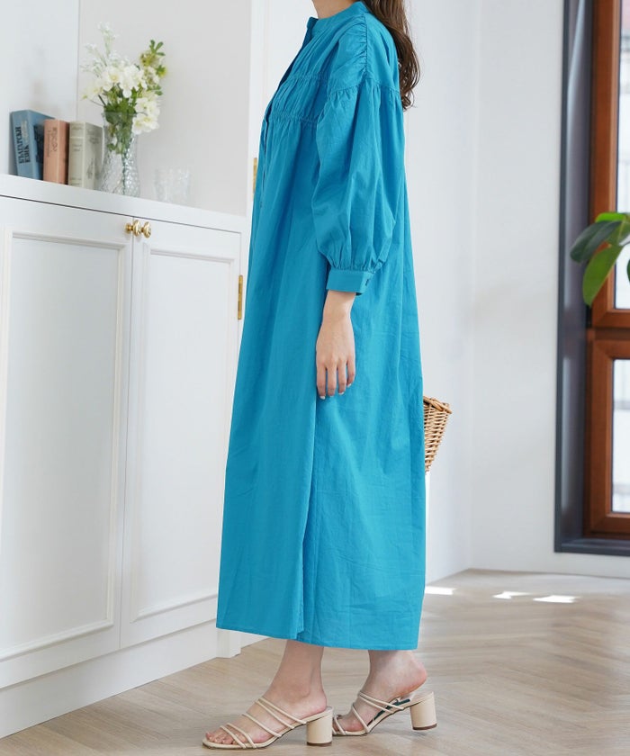 セレクトワンピースレディースファッションロングギャザードレープ春夏秋白青レディースかわいいジョイントスペース