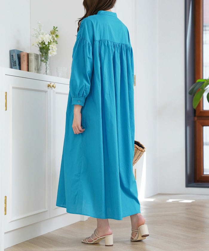 セレクトワンピースレディースファッションロングギャザードレープ春夏秋白青レディースかわいいジョイントスペース