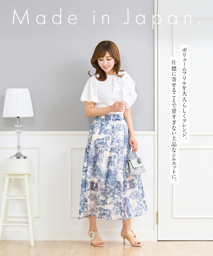 日本製カットソー半袖トップスレディースかわいい上品きれいめ大人白黒オフィス夏ジョイントスペース