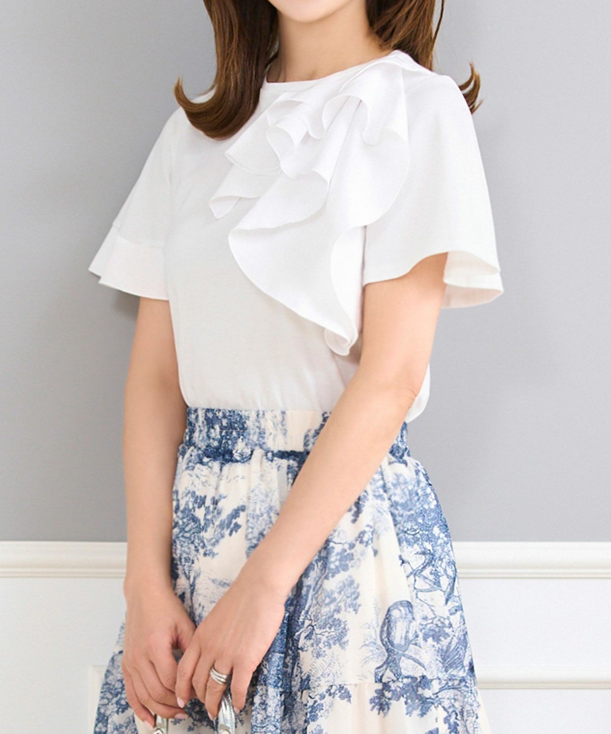 日本製カットソー半袖トップスレディースかわいい上品きれいめ大人白黒オフィス夏ジョイントスペース