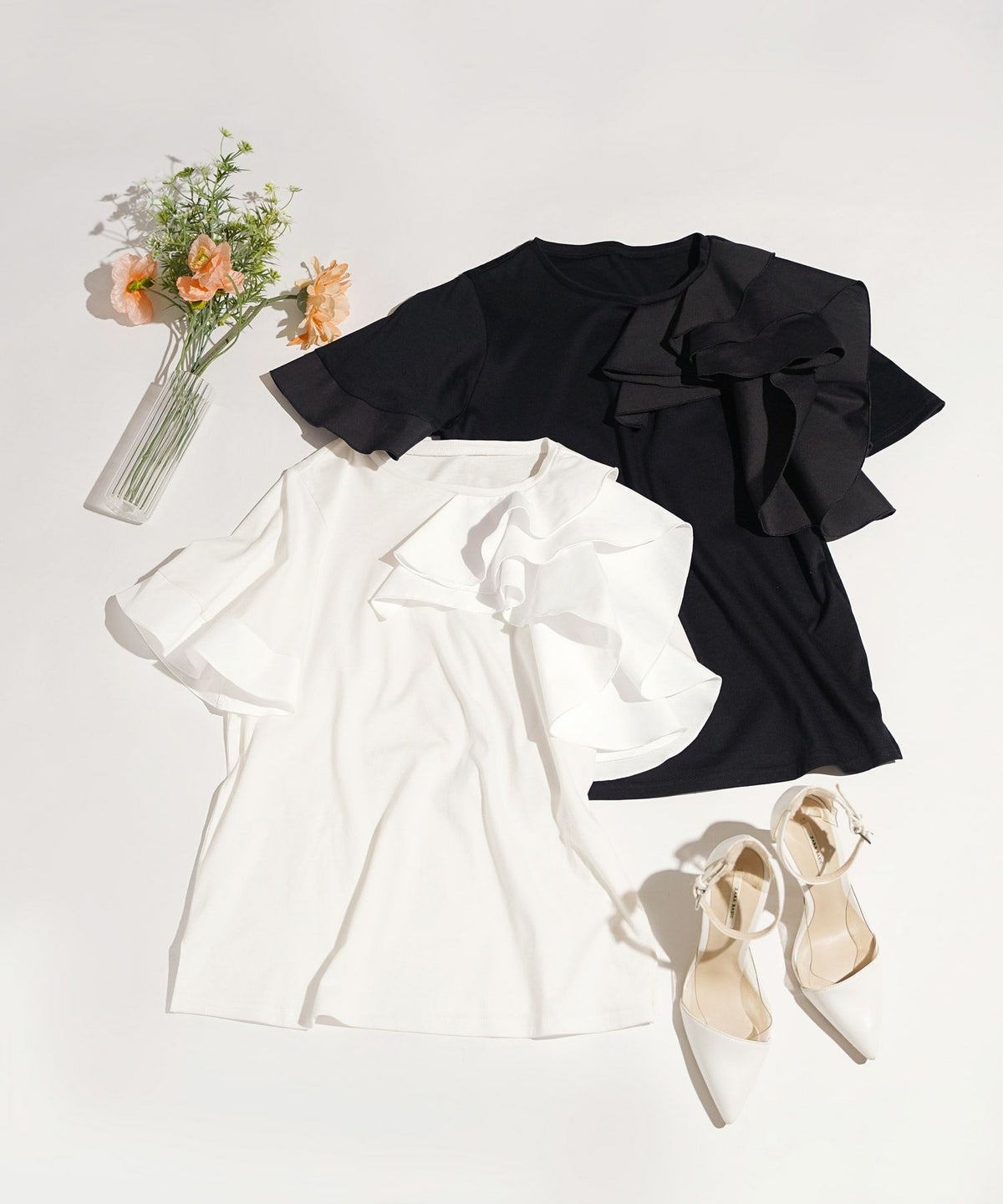 日本製カットソー半袖トップスレディースかわいい上品きれいめ大人白黒オフィス夏ジョイントスペース