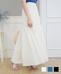 セレクト ボトムス スカート ロング ギャザー ドレープ フレア 春夏秋 白 青 レディース オフィス かわいい ジョイントスペース セレクト コットン ティアード スカート Prima Scherrer plus