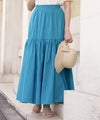 セレクトボトムススカートロングギャザードレープフレア春夏秋白青レディースオフィスかわいいジョイントスペース