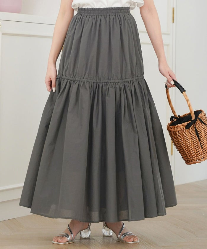 セレクトボトムススカートロングギャザードレープフレア春夏秋白青レディースオフィスかわいいジョイントスペース