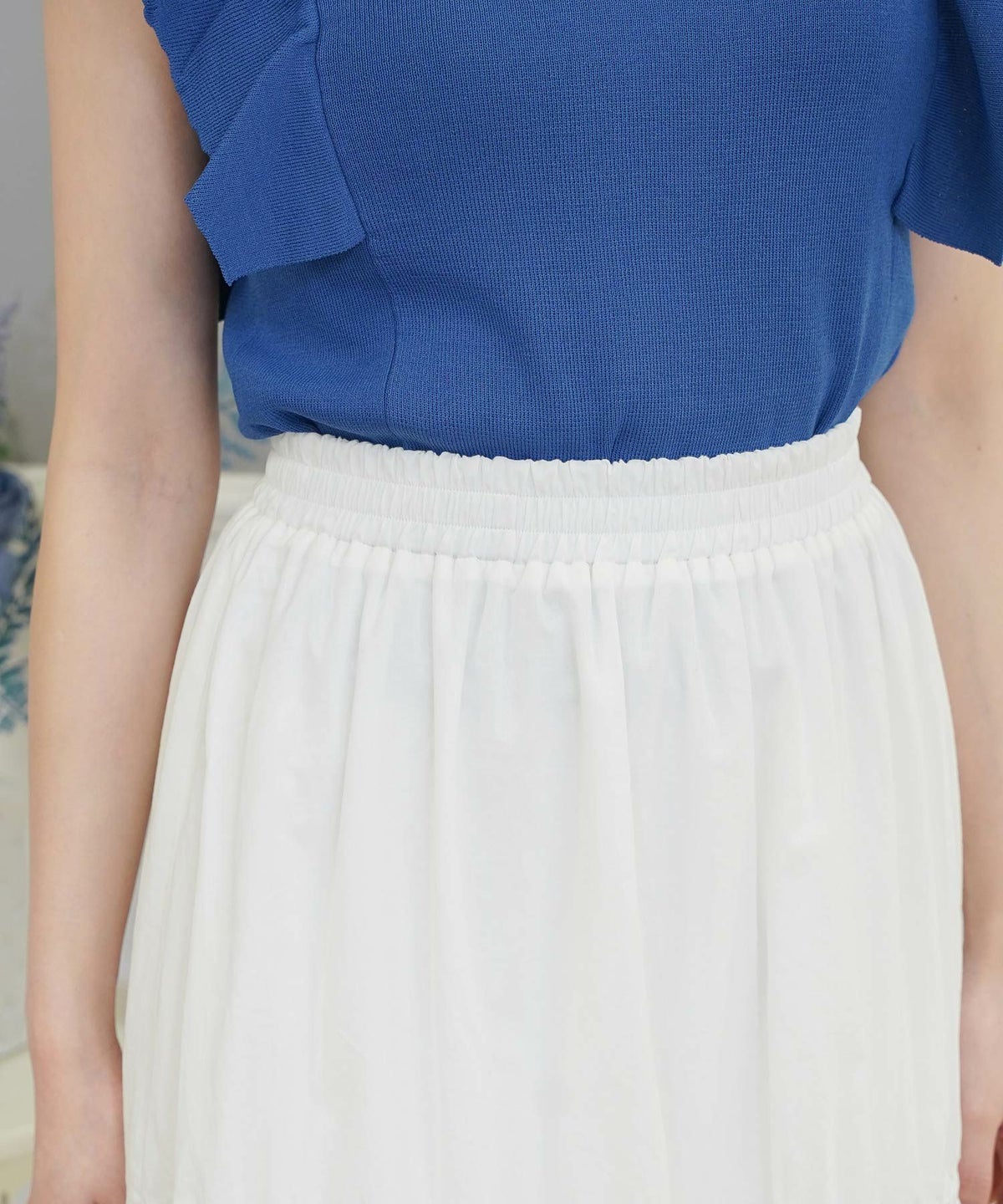 セレクトボトムススカートロングギャザードレープフレア春夏秋白青レディースオフィスかわいいジョイントスペース