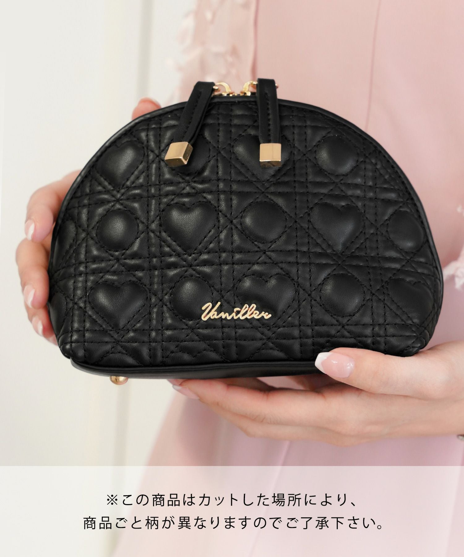 オリジナル ハートキルティング ハーフムーン ポーチ le reve vaniller