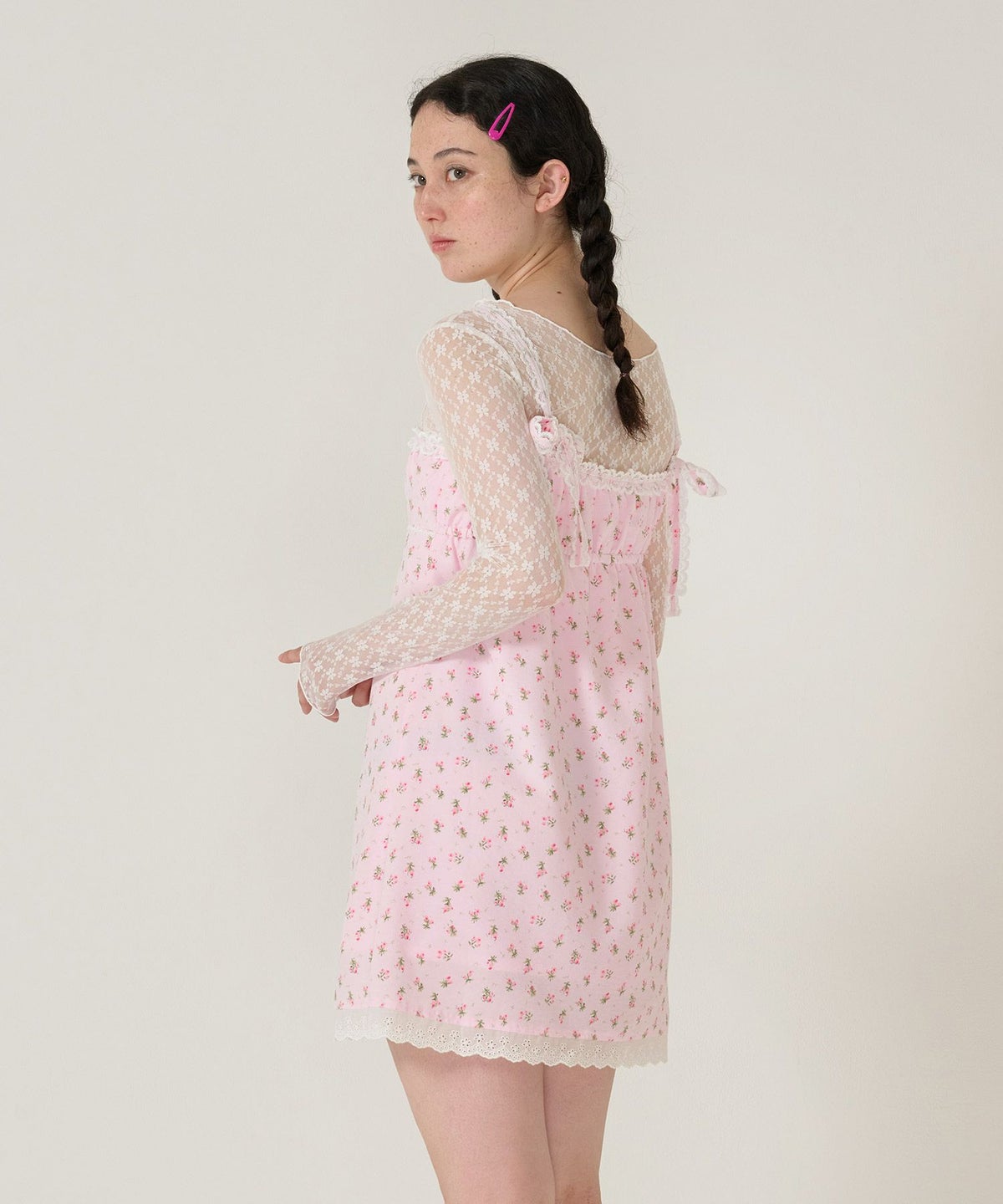 ワンピース/レース/花柄/ピンク