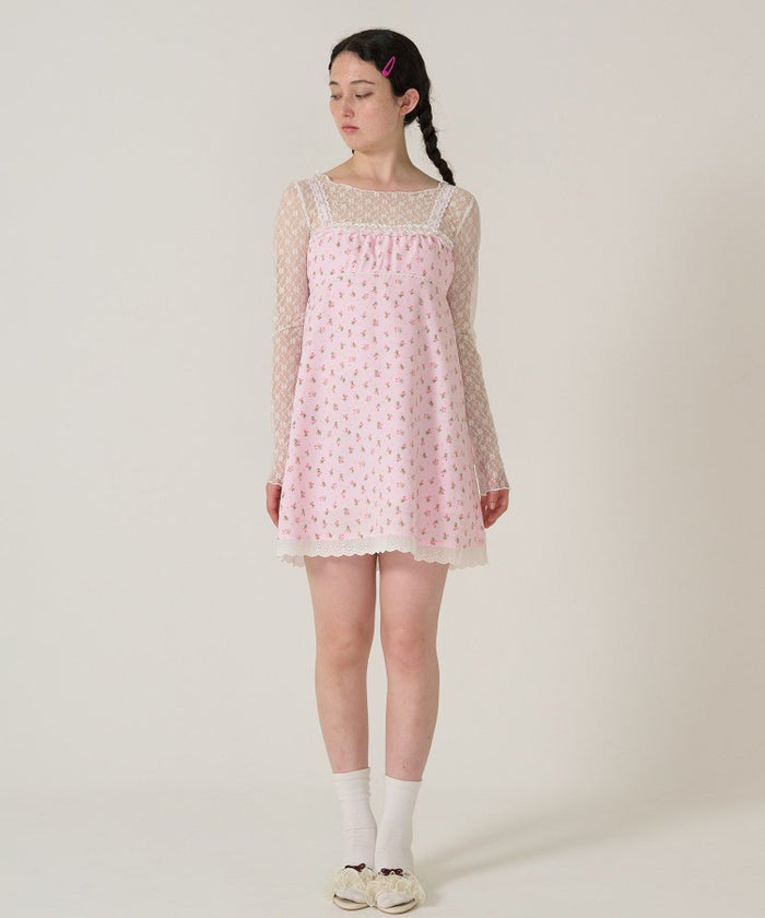 ワンピース/レース/花柄/ピンク