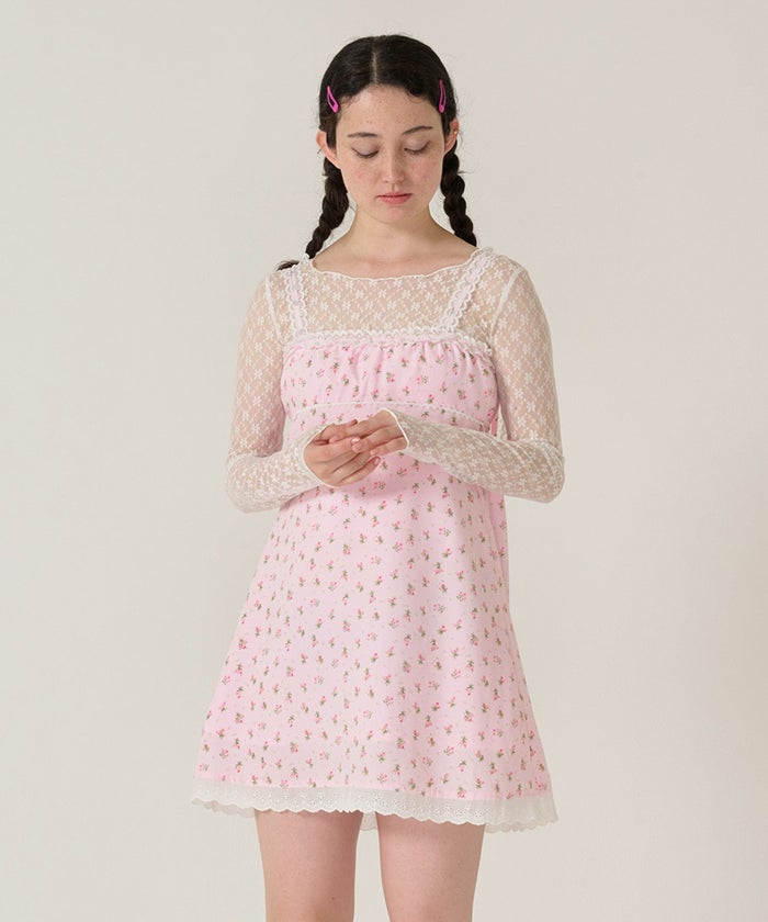 ワンピース/レース/花柄/ピンク