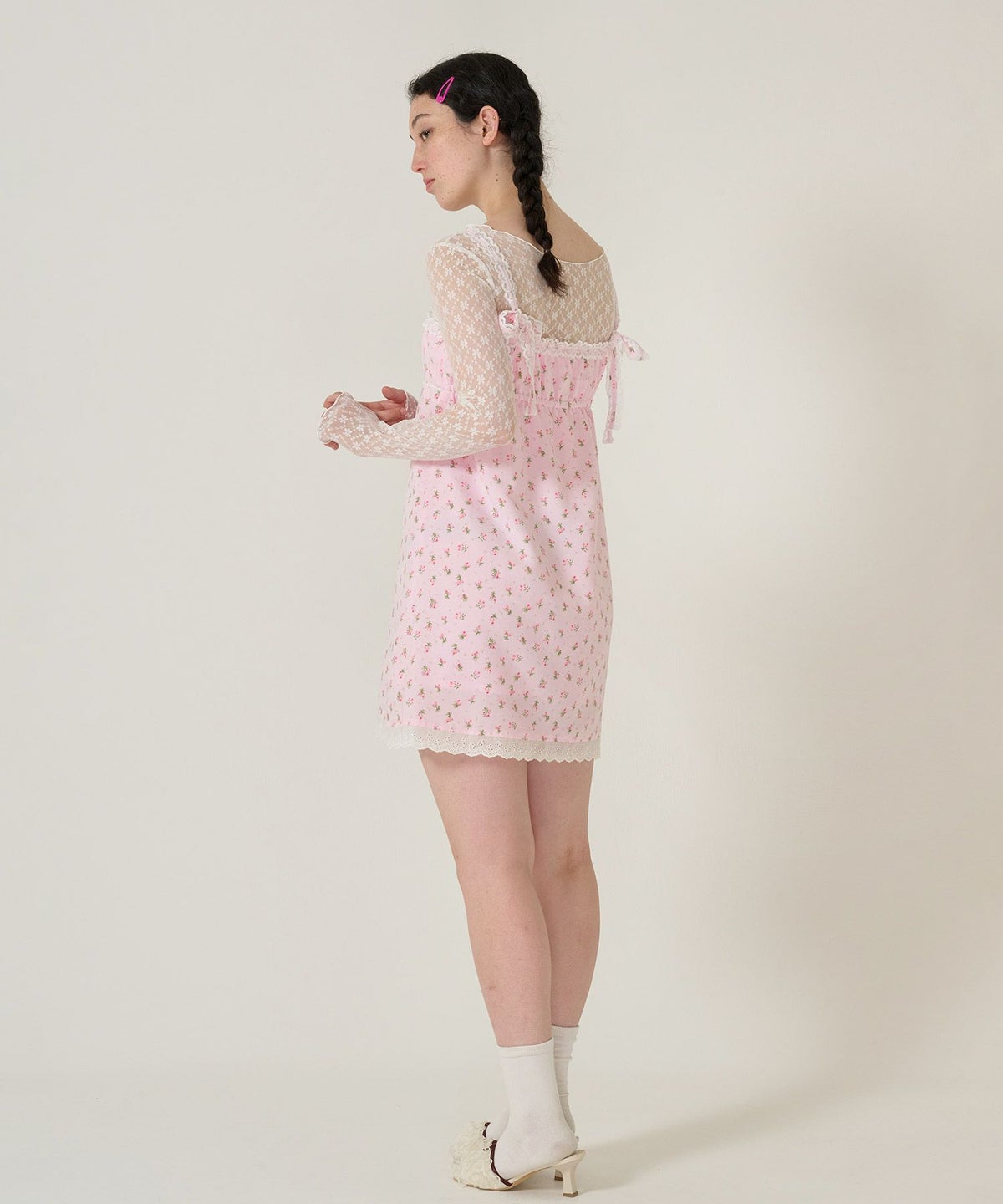 ワンピース/レース/花柄/ピンク