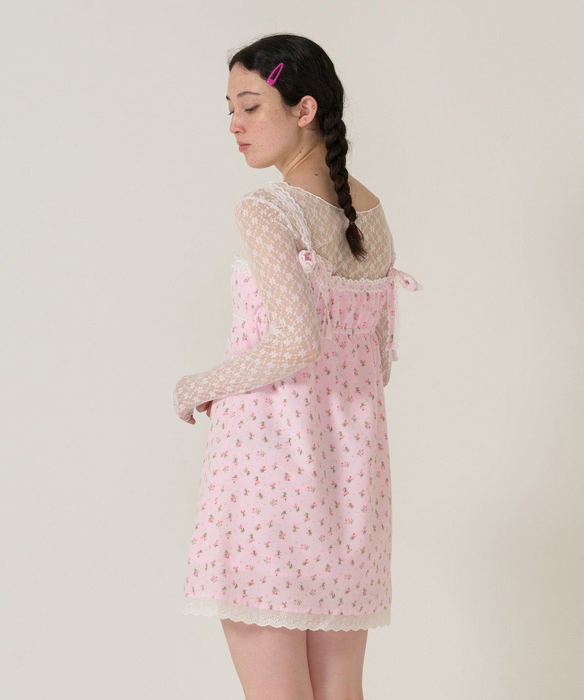ワンピース/レース/花柄/ピンク