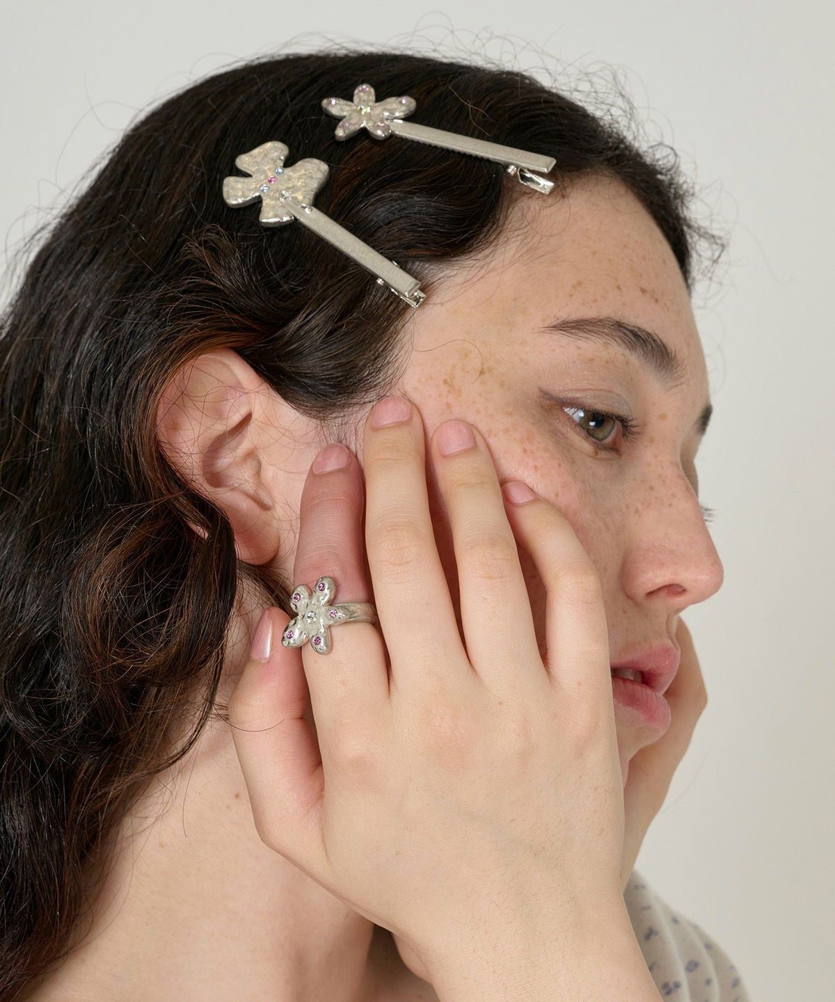 リング/シルバー/アクセサリー/フラワー