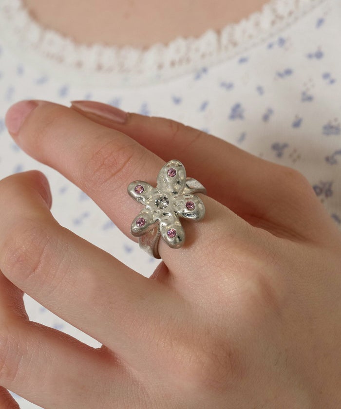 リング/シルバー/アクセサリー/フラワー