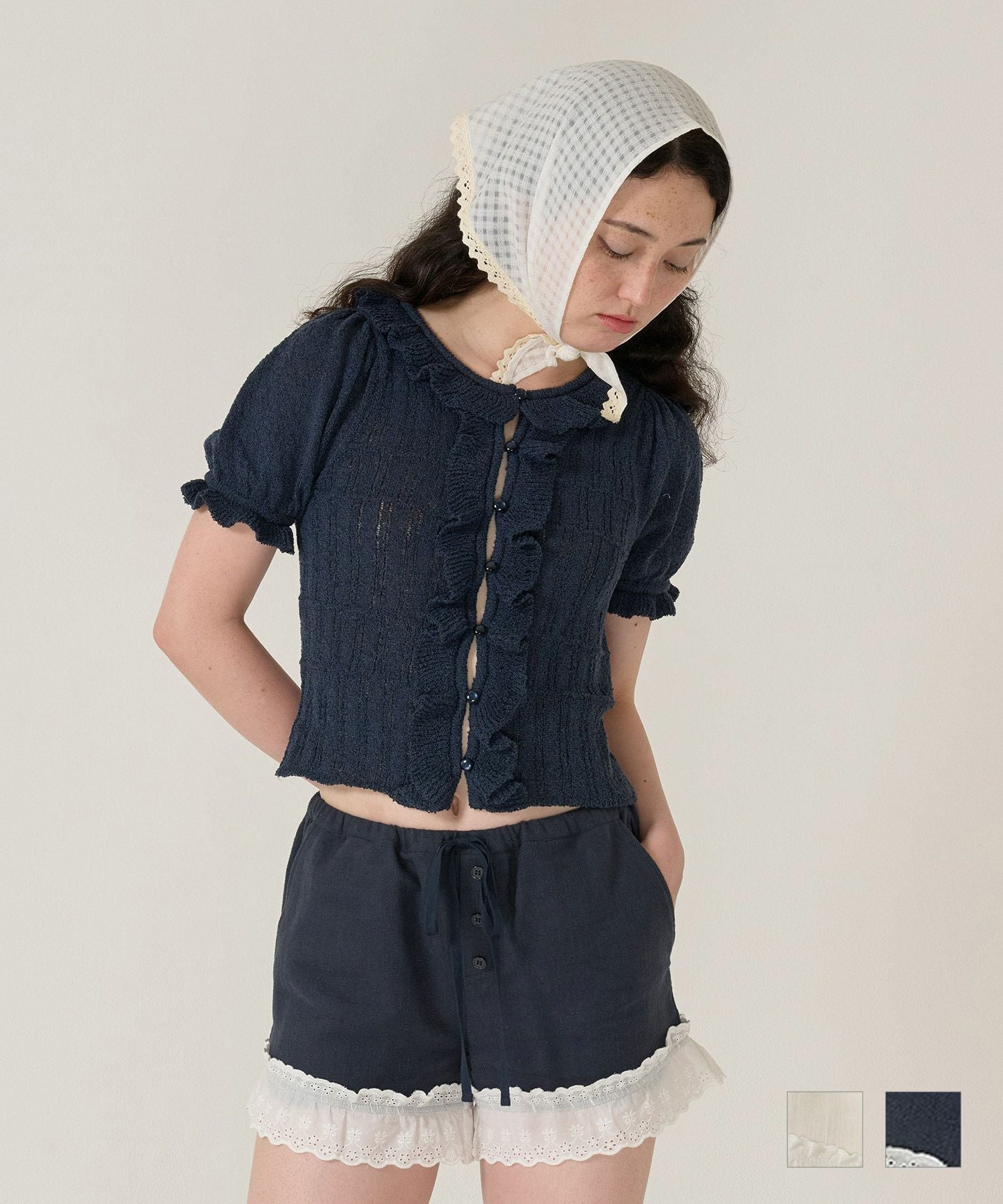 レース付き ショートパンツ TINA：JOJUN 全2色｜tnj721-1071【3