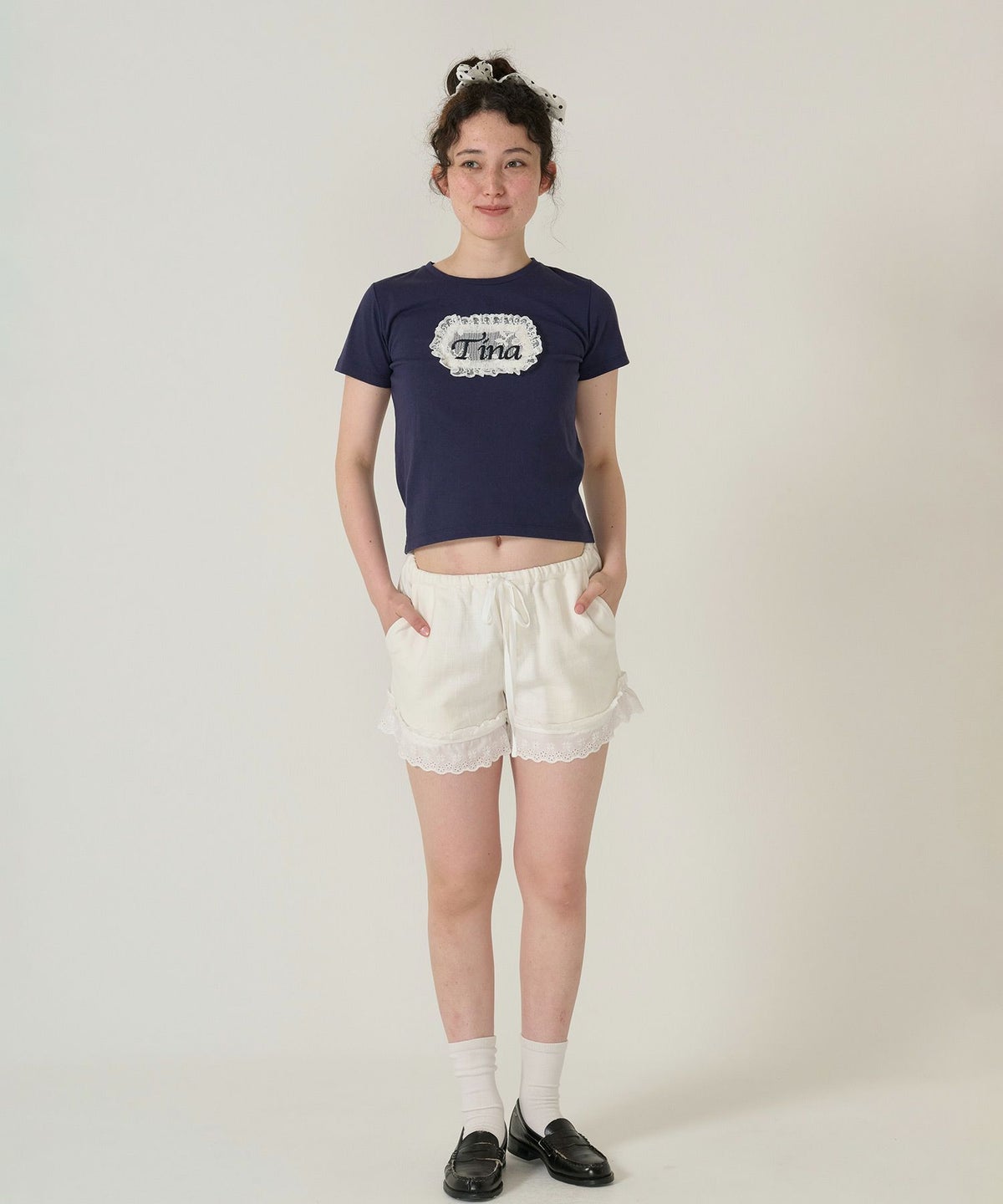 ショートパンツ/パンツ/レース/ホワイト