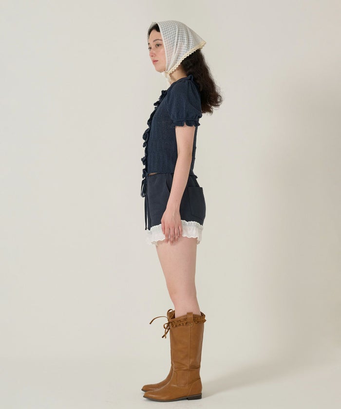 ショートパンツ/パンツ/レース/ネイビー