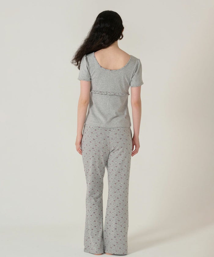 パンツ/フレア/花柄/グレー