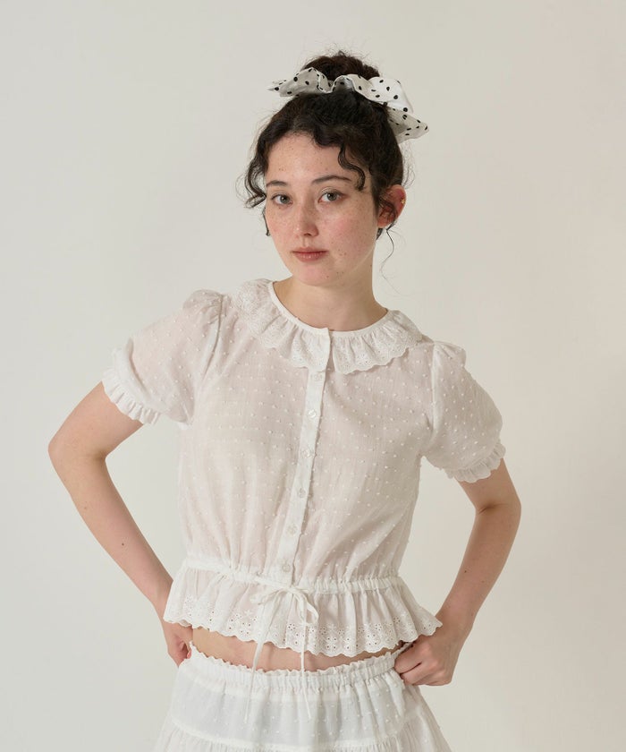 ブラウス/半袖/トップス/ホワイト