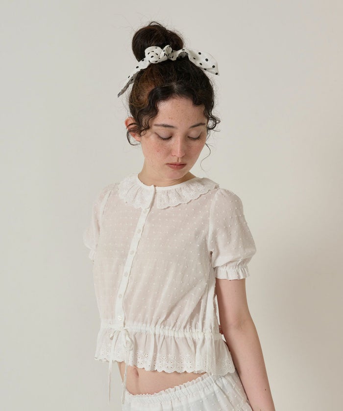 ブラウス/半袖/トップス/ホワイト