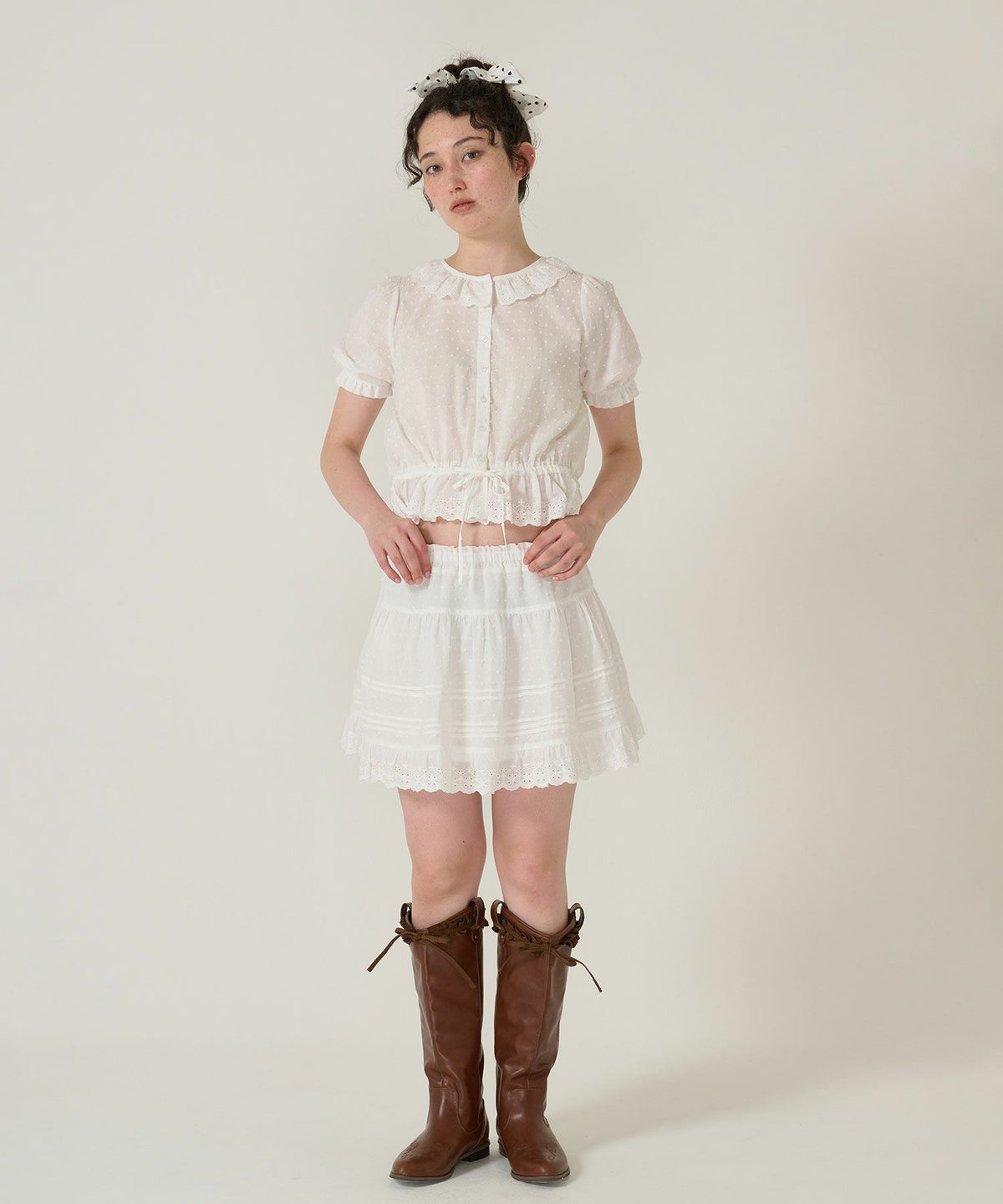 ブラウス/半袖/トップス/ホワイト