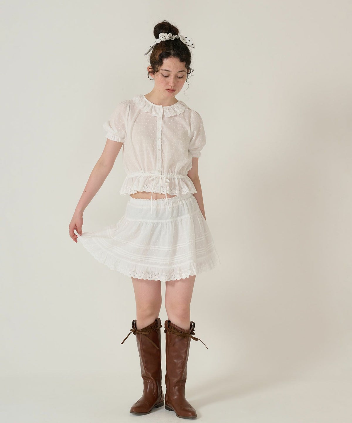 ブラウス/半袖/トップス/ホワイト