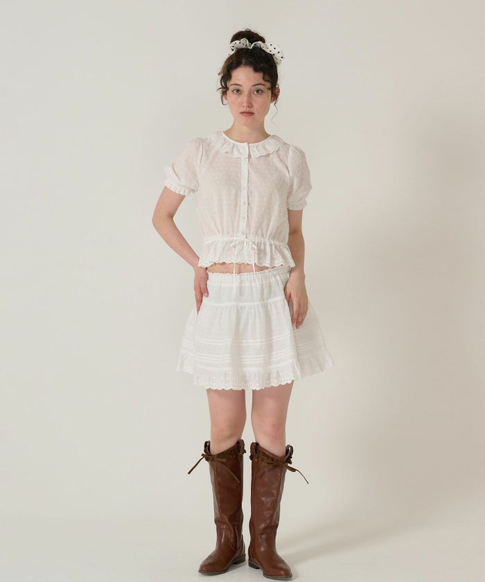 ブラウス/半袖/トップス/ホワイト