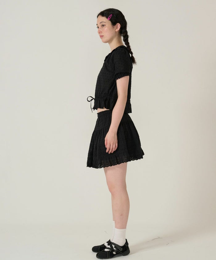 ブラウス/半袖/トップス/ブラック