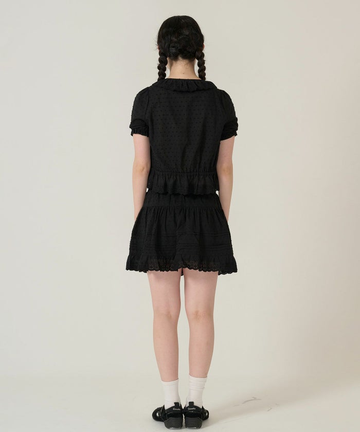 ブラウス/半袖/トップス/ブラック