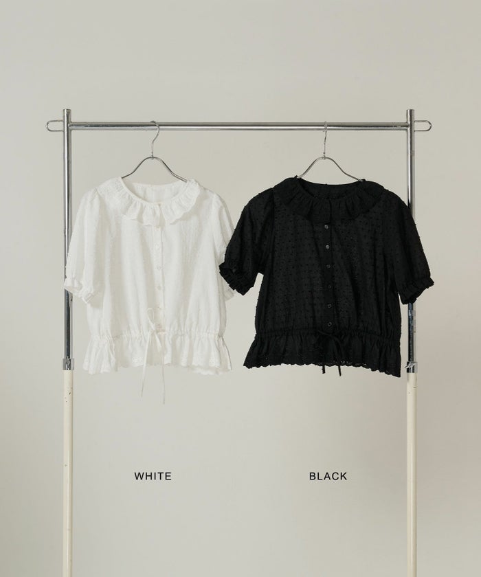 ブラウス/半袖/トップス/ホワイト/ブラック