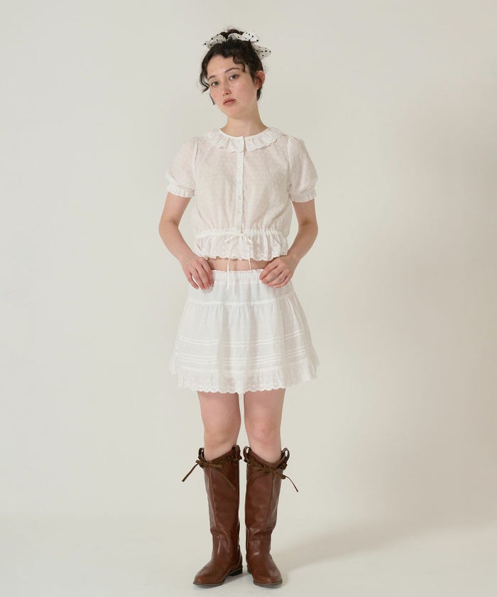 レース/スカート/ミニスカート/ホワイト