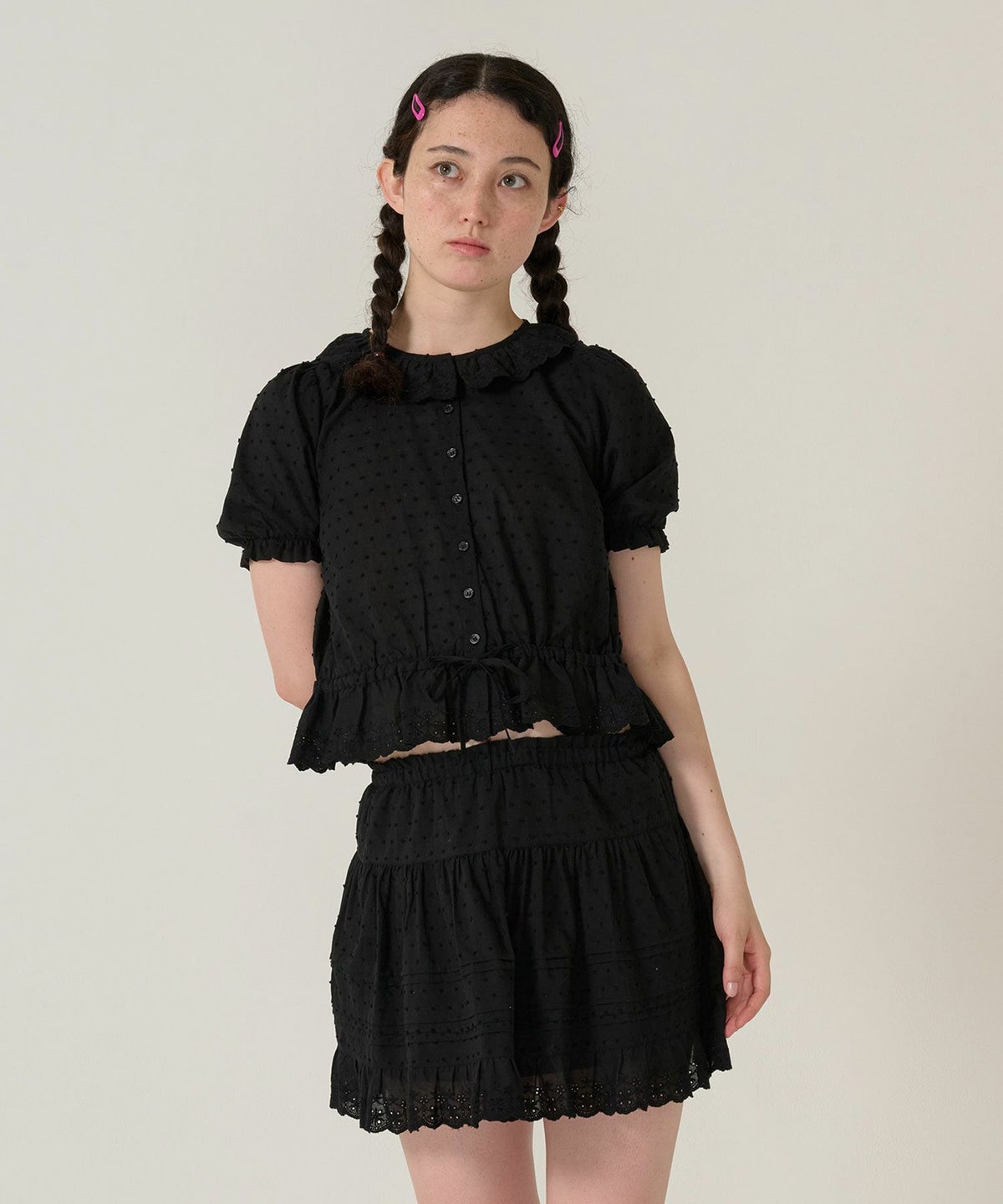 レース/スカート/ミニスカート/ブラック