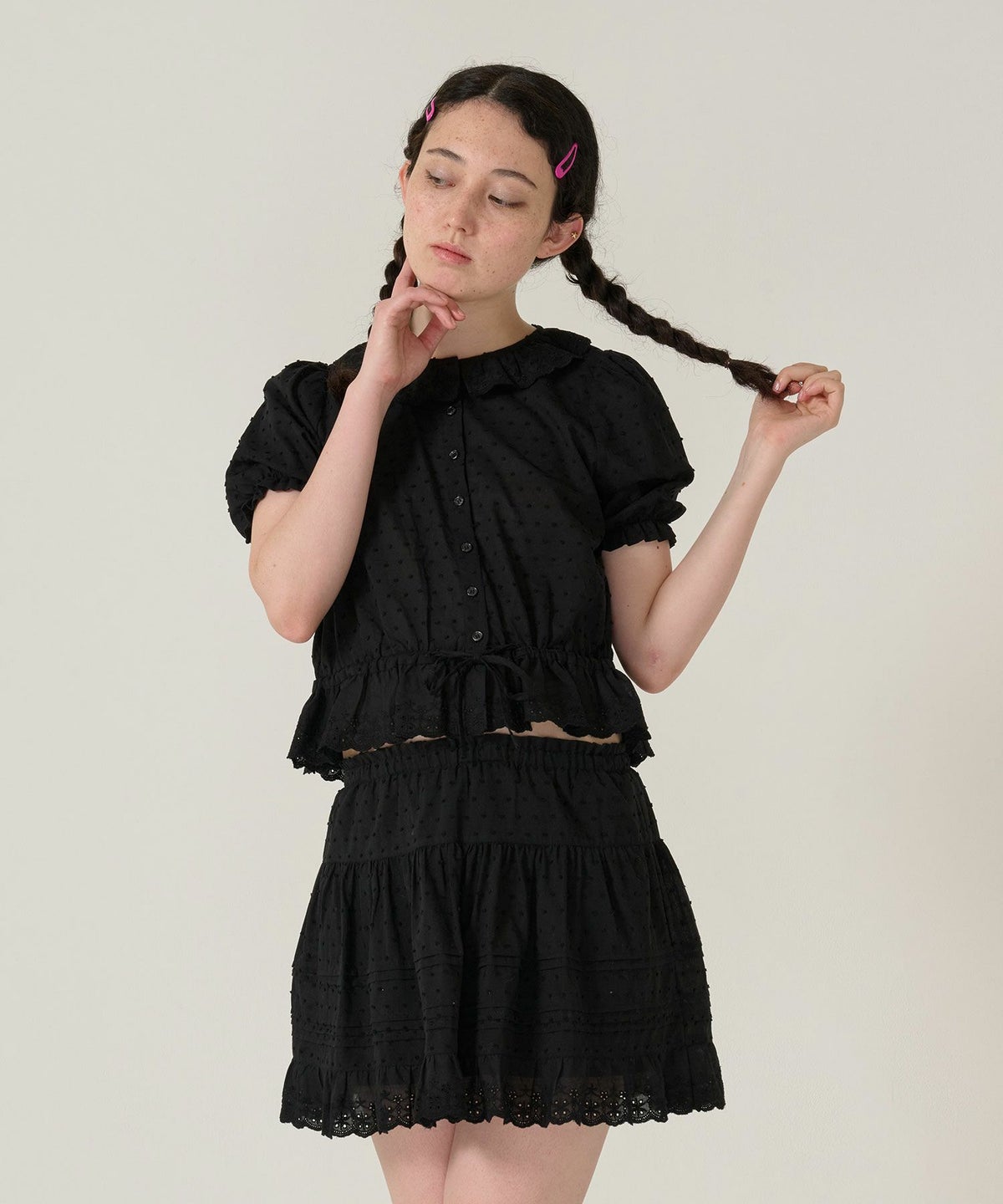 レース/スカート/ミニスカート/ブラック