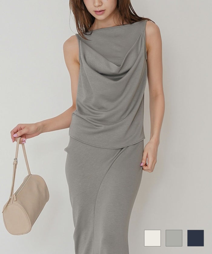 ダブル ドレープ ストラップ ネック プルオーバー （ セットアップ可 ） KINO THE KEI 全3色｜ktk521-0046【1】 ダブル ドレープ ストラップ ネック プルオーバー （ セットアップ可 ） KINO THE KEI