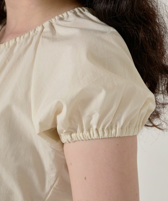 トップス/ブラウス/半袖/刺繍/クリーム