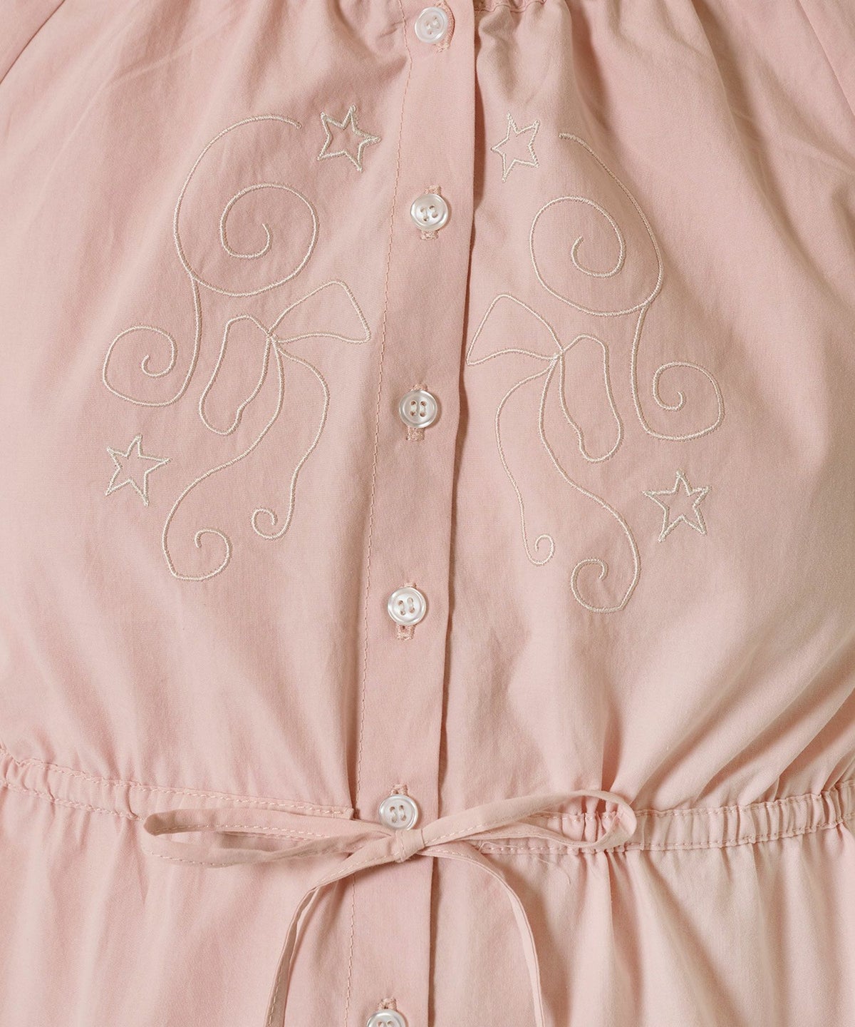 トップス/ブラウス/半袖/刺繍/ピンク